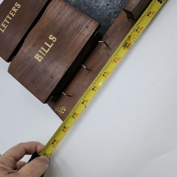 Vintage wall mounted Wood Message Board Blackboard Cork Board hooks Mail kitchen - Picture 3 of 11